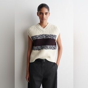 COS TEXTURED MERINO WOOL V-NECK VEST